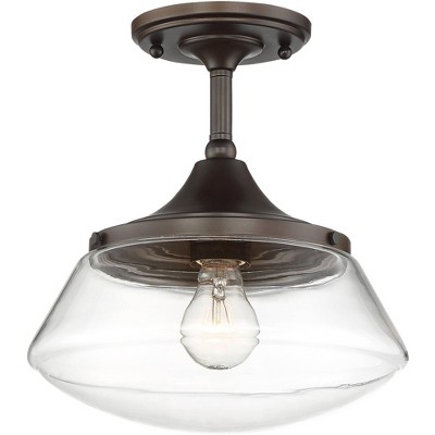 Regency Hill Farmhouse Ceiling Light Semi Flush Mount Fixture Bronze 10 1/2" Wide Clear Glass for Bedroom Living Room Schoolhouse