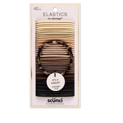 scunci  Texture No Damage Elastics Assorted Colors - 4mm/40ct