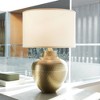 Franklin Iron Works Rustic Farmhouse Table Lamp 27" Tall Hammered Antique Brass Cream Linen Drum Shade for Living Room Bedroom Nightstand - 2 of 4