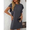 Women Summer T Shirt Dress Ruched Sleeve Crew Neck Loose Mini Dress Basic Casual Dresses - 2 of 4