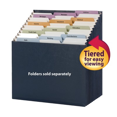 Navy Blue 12-Pocket Tiered Expanding File Organizer