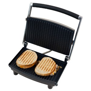 Hastings Home Panini Press Grill and Gourmet Sandwich Maker for Healthy Cooking - 10" x 12", Brushed Steel - 1 of 4