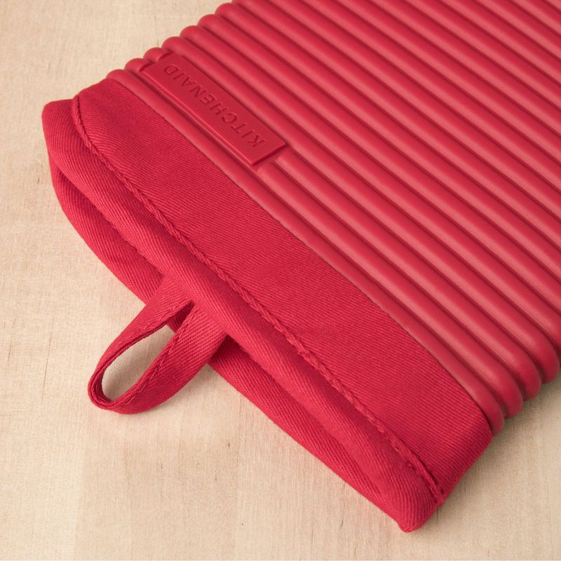 KitchenAid 2pk Silicone Ribbed Oven Mitts, 3 of 8