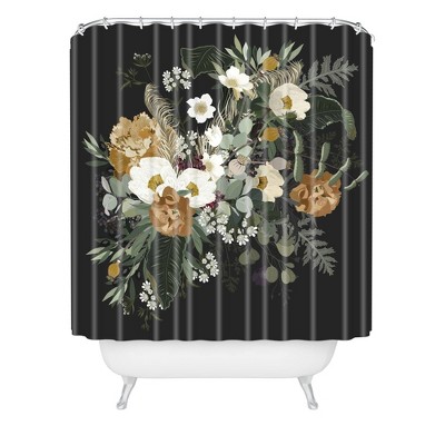 Iveta Abolina Paloma Night Shower Curtain Black - Deny Designs