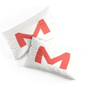 Deny Designs King April Lane Art Block Red Monogram M Microfiber Printed Pillow Sham - 1 of 3