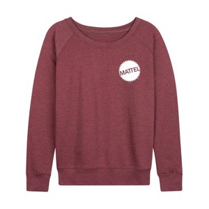 Women's - Mattel - Mattel Original Logo Pocket Size Lightweight French Terry Wide Neck Long Sleeve Shirt - 1 of 4