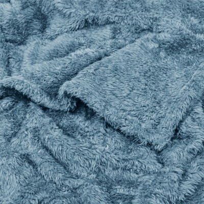 Dusty Blue Twin Sherpa Fleece Throw Blanket