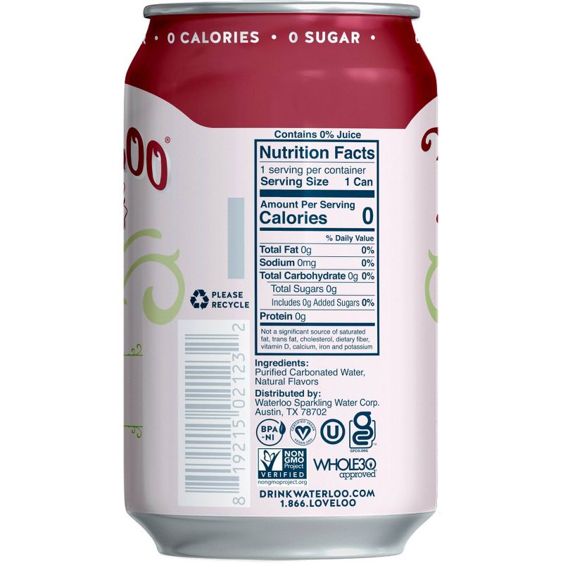Waterloo Cherry Limeade Sparkling Water - 8pk/12 fl oz Cans, 4 of 8