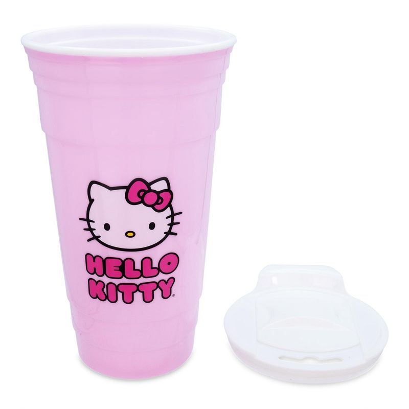 Silver Buffalo Sanrio Hello Kitty Pink Plastic Tumbler With Lid and Straw | Holds 32 Ounces, 2 of 7
