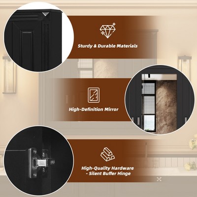 APRILSOUL Bathroom Wall Cabinet with Mirror, Wall Mounted Medicine Cabinet with 4 Shelves, Mirrored Door Over Toilet Storage Cabinet