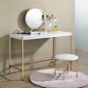 INFURNIC Writing Desk Modern Rectangular Desk with Gold Metal Base for Stylish Minimalist Workspace , Gold White, 20"*42"*30" - 3 of 4