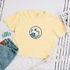 S.W. Smiley Ocean Waves Outline - Women's Boxy Crop Top Graphic T-Shirt - 3 of 4