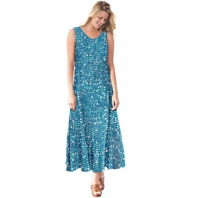 Woman Within Plus Size Sleeveless Crinkle Dress