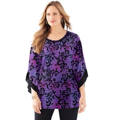 Catherines Women's Plus Size Flutter Sleeve Tunic