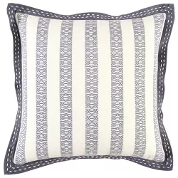 18"x18" Poly Filled Striped Square Throw Pillow Gray - Rizzy Home