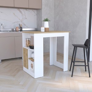 Kitchen Island with 1-Door Cabinet and Side Shelves - 1 of 4