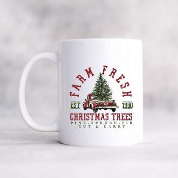 City Creek Prints Farm Fresh Truck And Tree Mug - White