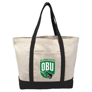 Oklahoma Baptist University Primary Logo Canvas Tote Bag With External Pocket, Reusable Shoulder Bag for Shopping, School, Beach, Black - 1 of 4