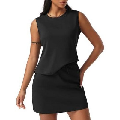 EXLURA EXLURA Womens Summer 2 Piece Short Skirt Sets Sleeveless Top and Tennis Skorts Dressy Cotton Matching Sweatsuits Outfits 2025