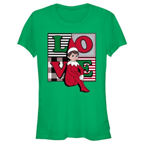 Juniors Womens The Elf On The Shelf Plaid Love T-shirt : Target