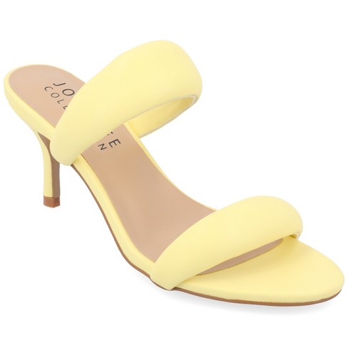 Journee Collection Womens Mellody Light Puff Strap Slip On Open Toe Pumps  Yellow 5.5