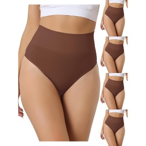 Allegra K Women's High-Waisted Invisible Stretchy Comfortable Thongs Multicolored - 1 of 4