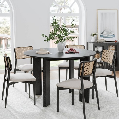 Dovelina 45" Wood Dining Table Mid-century Modern Kitchen Table Dining Room Table For 6 People ...