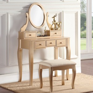 Vanity Desk Classic with Swivel Mirror and 5 Drawers for Bedroom 32in Wide-3irtyhousy - 1 of 4