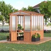 8x13FT Greenhouse Kit with Pergola, Wooden Greenhouse with Cedar Frame, Greenhouses with Roof Vent, Wood and Polycarbonate Walk-in Greenhouses - 3 of 4
