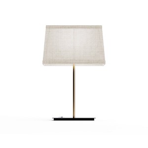 Infibrite 24" Classic Square Table Lamp with Textured Shade E26 Bulb Compatible Timeless Appeal: Linen Shade, ETL Listed, No Tools Assembly - 1 of 4