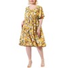 Agnes Orinda Women's Plus Size V Neck Floral Smocked Beach Summer Midi Empire Waist Dresses - 2 of 4