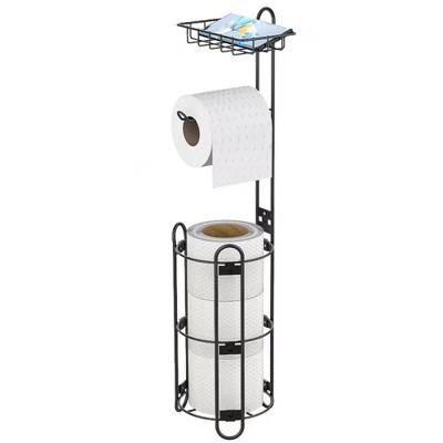 MaseiKar Toilet Paper Holder Stand, Black toilet Paper Holder Stand Stainless Steel Rustproof Tissue Roll Holder Floor Stand Storage