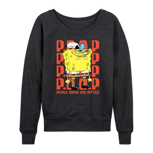 Women's - SpongeBob SquarePants - People Order Our Patties Lightweight French Terry Slouchy - image 1 of 4