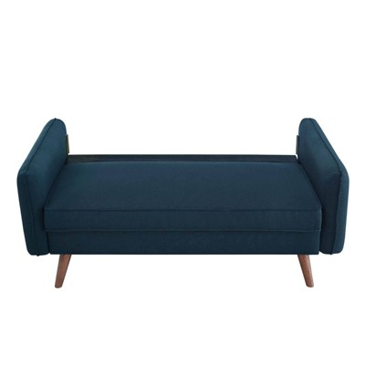 Beige Tufted Fabric Loveseat with Solid Wood Legs and Pillow Back