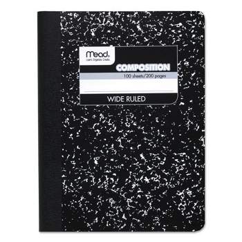 Mead Composition Book, Wide/Legal Rule, Black Cover, (100) 9.75 x 7.5 Sheets