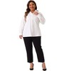 Agnes Orinda Women's Button Down Stand Collar Long Sleeve Cotton Formal Work T-Shirts - 3 of 4