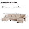 XIZZI 4-Piece Chenille Sofa Set with Large Chaise & Ottoman - Modern Sectional Sofa in White/Beige/Gray/Black, with Round/Square/Sloped Armrest - 2 of 4
