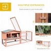 SKYONE 62" Natural Wooden Outdoor Rabbit Hutch with Elevated House, Detachable Run, Slide-Out Tray - 4 of 4