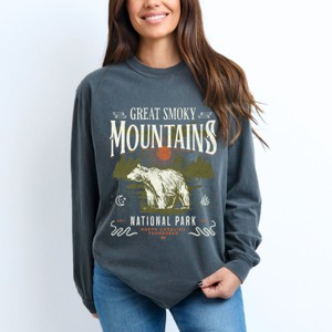 Simply Sage Market Great Smokey Mountains National Park Bear Garment Dyed Long Sleeve - 1 of 4