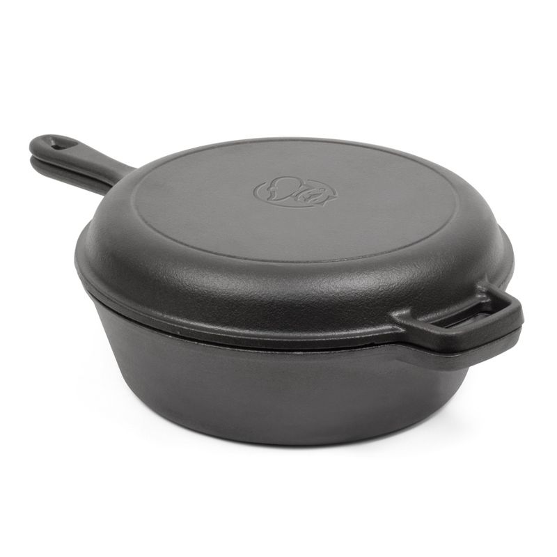 COMMERCIAL CHEF Pre-Seasoned Cast Iron Dutch Oven 3 Quart with Skillet Lid, Black, 1 of 10