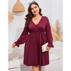 Coolmee Women's Plus Size Mini Dress Long Sleeve Wrap V Neck A Line Short Dress with Pockets - 4 of 4