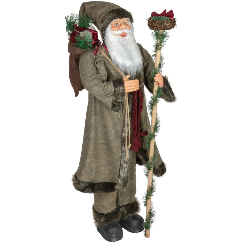 Northlight 48" Olive Green Santa Claus with Gift Bag Standing Christmas Figure, 5 of 7