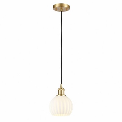 White Venetian - 1 Light Cord Hung Mini Pendant In Modern Style-8 Inches Tall and 6 Inches Wide