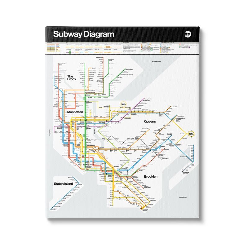 Stupell Industries New York City Urban Subway Diagram Chart Canvas Wall Art, 1 of 6