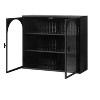 NicBex 28" Modern Wall Bathroom Storage Cabinet with Glass Doors and 3 Shelves,Storage Cabinet for Living/Bath/Dining Room - 2 of 4