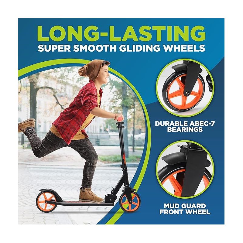 Jovial 2-Wheel Folding Kick Scooter - Compact Foldable Riding Scooter for Teens w/Adjustable Height, Alloy Anti-Slip, 4 of 8