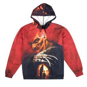 A Nightmare On Elm Street Big Print Freddy Long Sleeve Adult Hooded Sweatshirt - 1 of 4