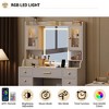 Vanity Desk with Mirror and Lights, Makeup Dressing Table with 3 Lighting Modes Charging Station and Storage Cabinet Drawer - 2 of 4