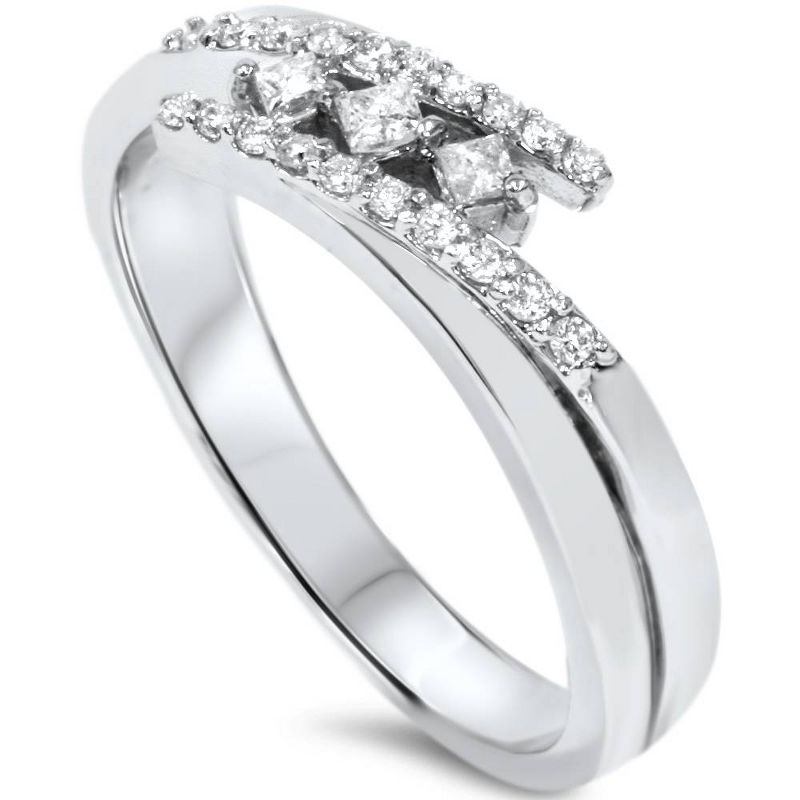 Pompeii3 1/5 ct Princess Cut Diamond 3 Stone Engagement Anniversary Ring 10k White Gold, 3 of 5