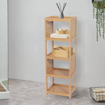 Evideco French Home Goods Open-Shelf Storage Unit with Vented Design, Natural - Trinidad Collection